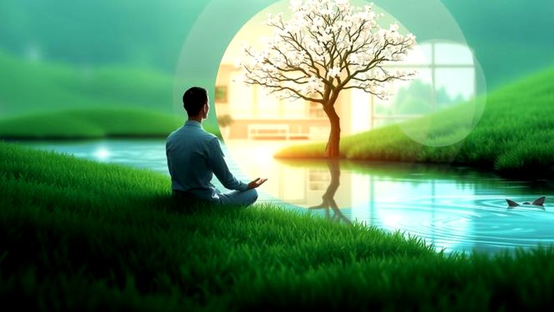 Una figura escucha paz en luz
