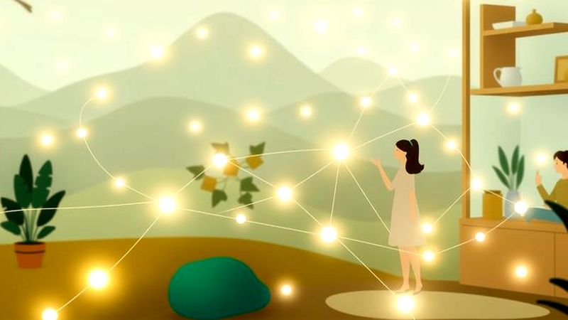 Una red de luz transmite conexión pacífica