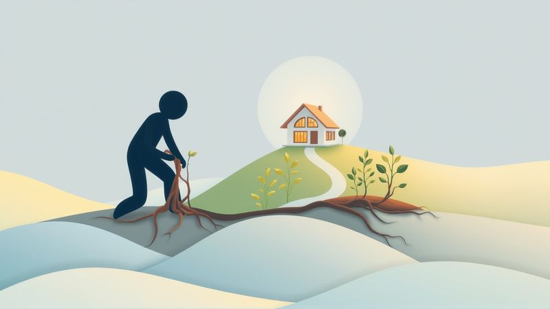 Dos figuras crean un jardín próspero juntos