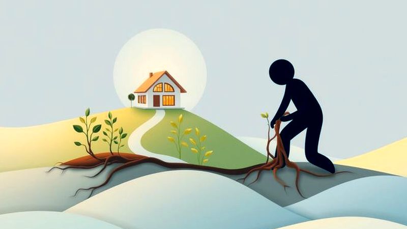 Dos figuras crean un jardín próspero juntos