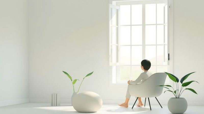 Una figura introspectiva encuentra paz serena