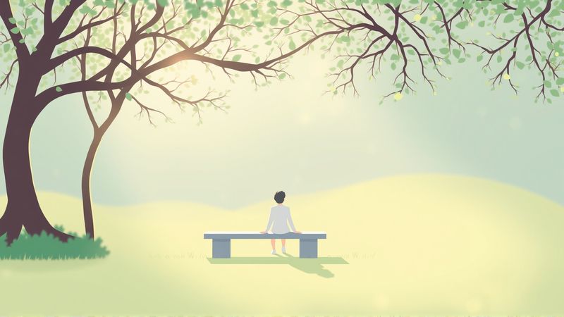 Un ser pensativo encuentra calma en jardín