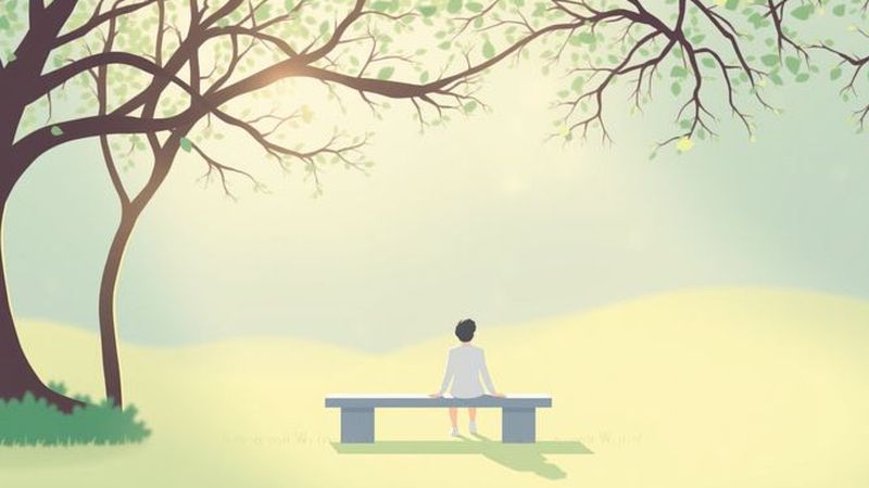 Un ser pensativo encuentra calma en jardín