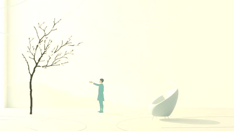 Una figura encuentra paz en calma