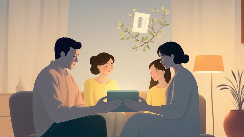 Una familia contempla pacíficamente su legado