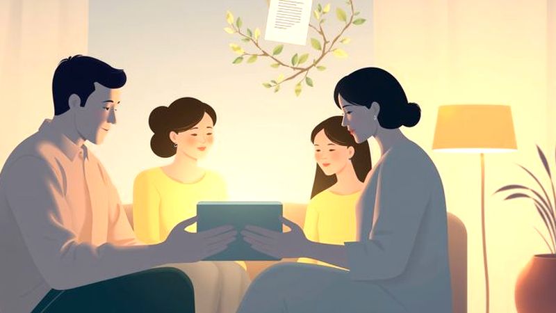 Una familia contempla pacíficamente su legado