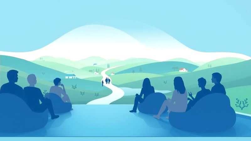 Colaboración pacífica y progreso visualmente armonioso